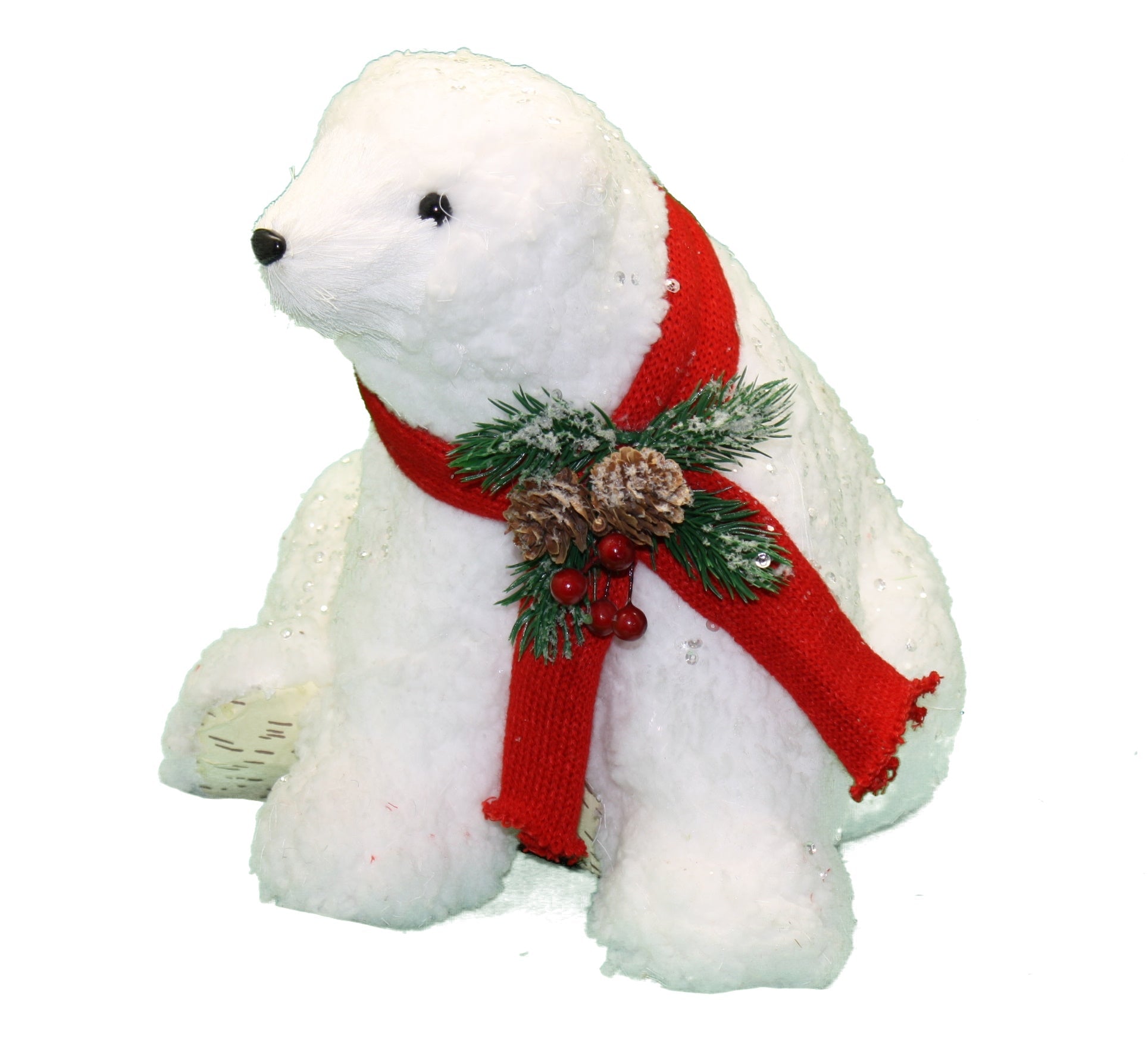 Sitting Polar Bear Wearing Scarf