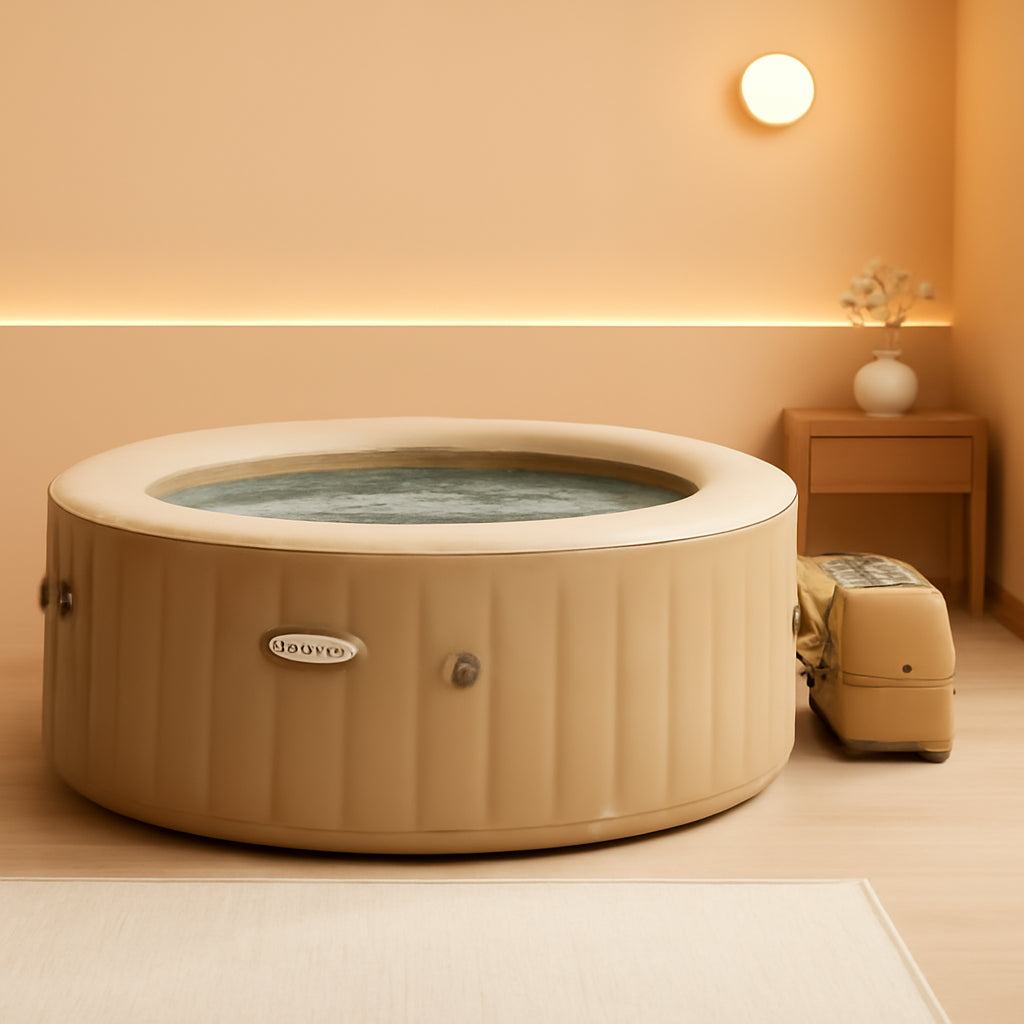 Six Person Inflatable Hot Tub With LED Light And Headrests
