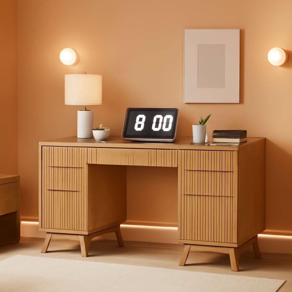 Sixty Inch Fluted Desk With Charging Station Included
