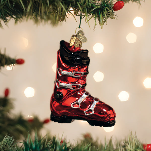 Ski Boot Glass Ornament
