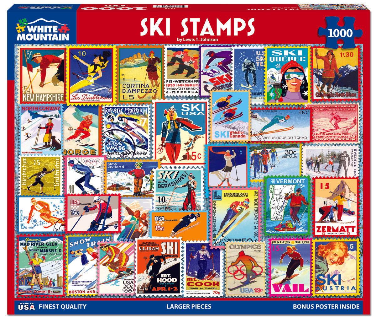 Ski Stamps - 1000 Piece Jigsaw Puzzle