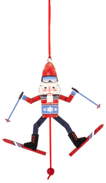 Skier Pulltoy Ornament
