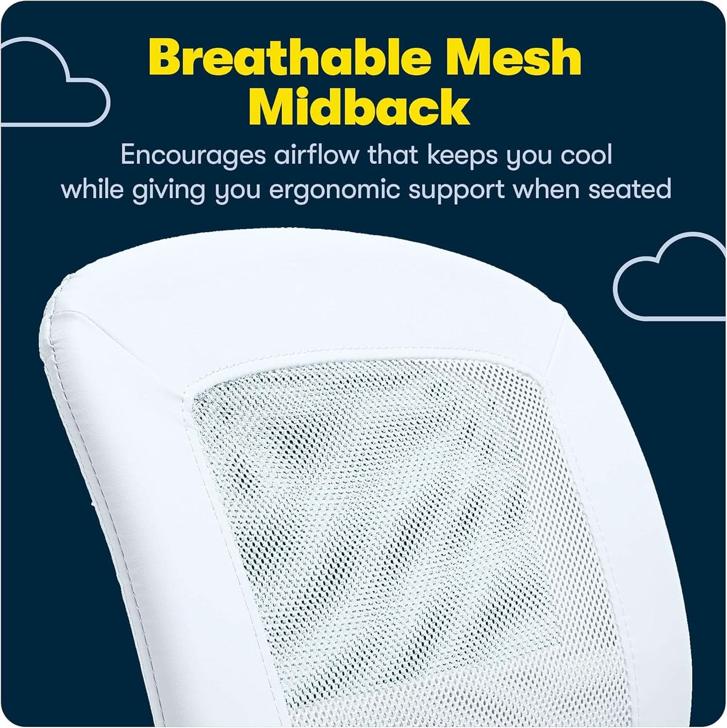 Sky Blue Armless Desk Chair With Breathable Mesh Back