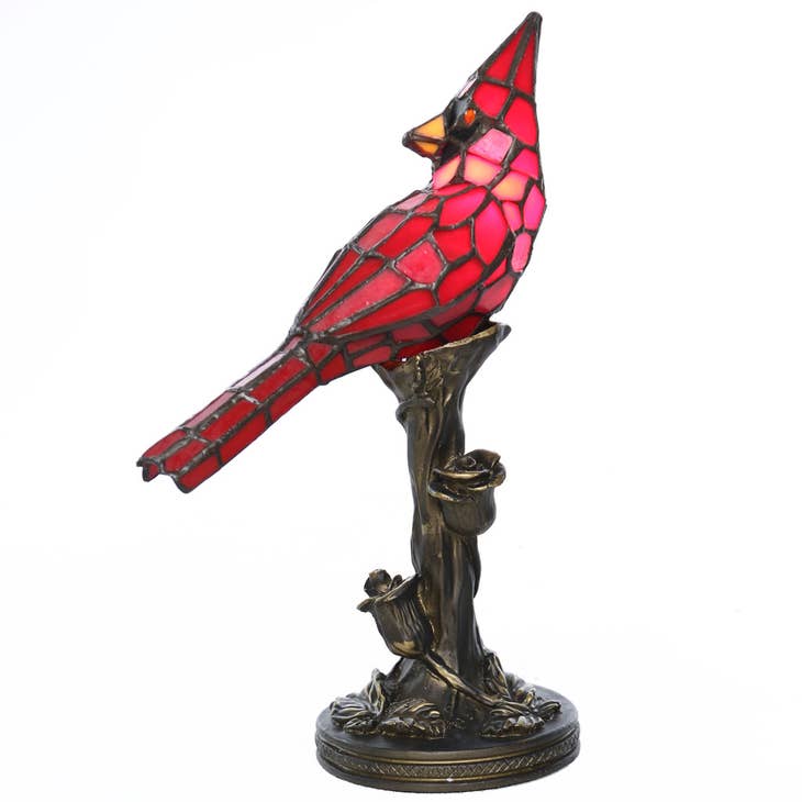Skylar Red Stained Glass Bird Accent Lamp