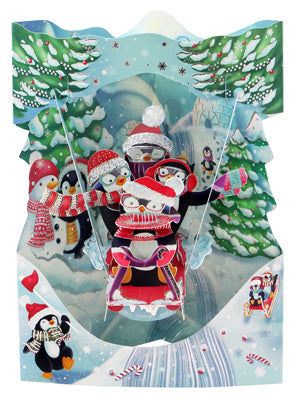 Sledding Penguins Swing Cards