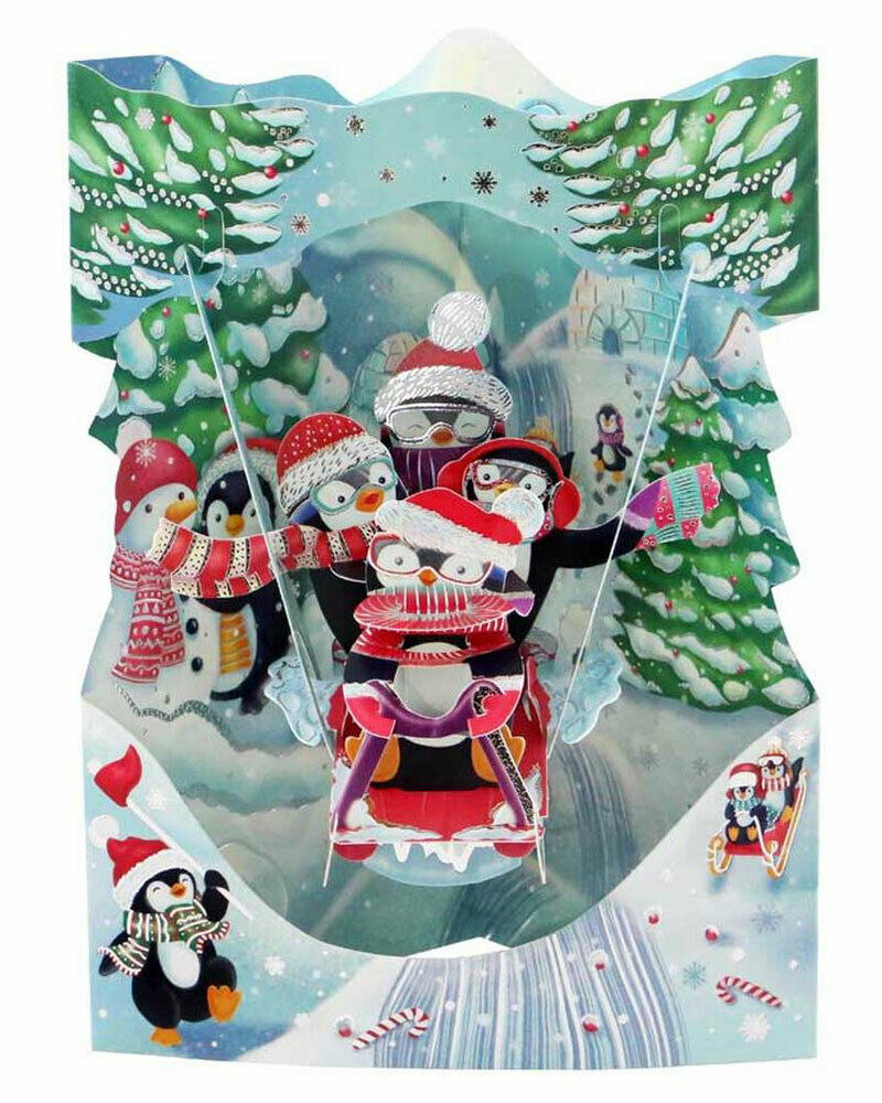 Sledding Penguins Swing Cards