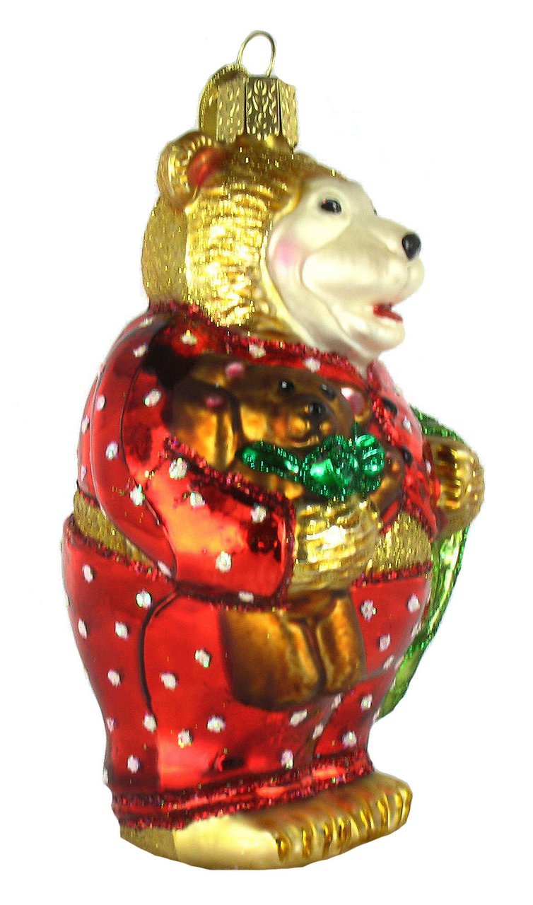 Sleepy Bear Glass Ornament