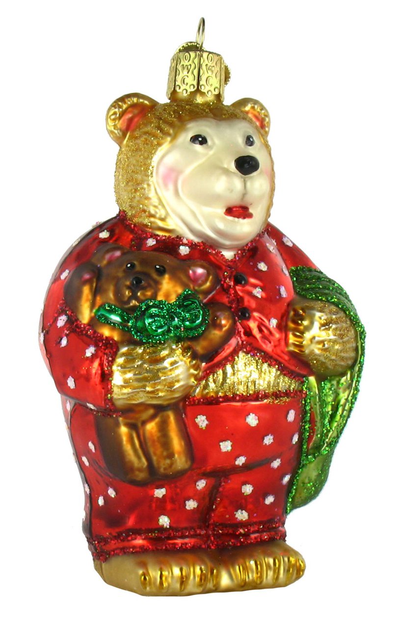Sleepy Bear Glass Ornament