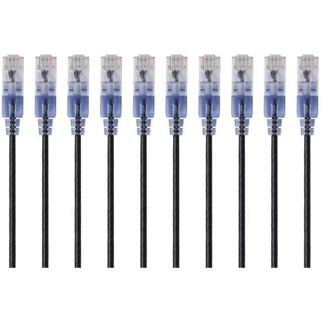 Slim Cat6A Cable - 10Pk 1Ft Black