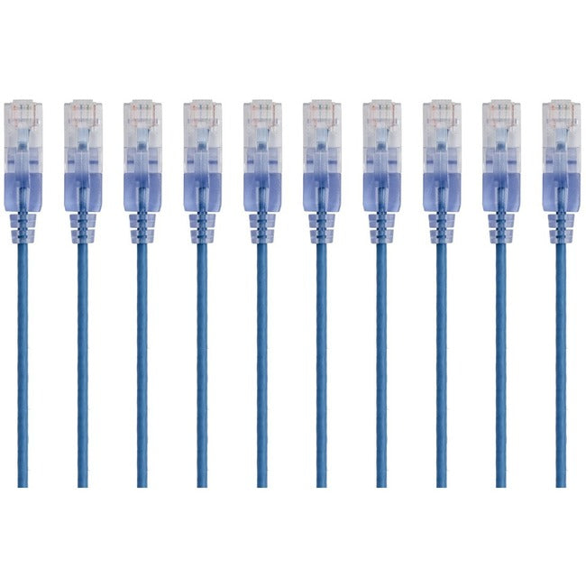Slim Cat6A Cable - 10Pk 1Ft Blue