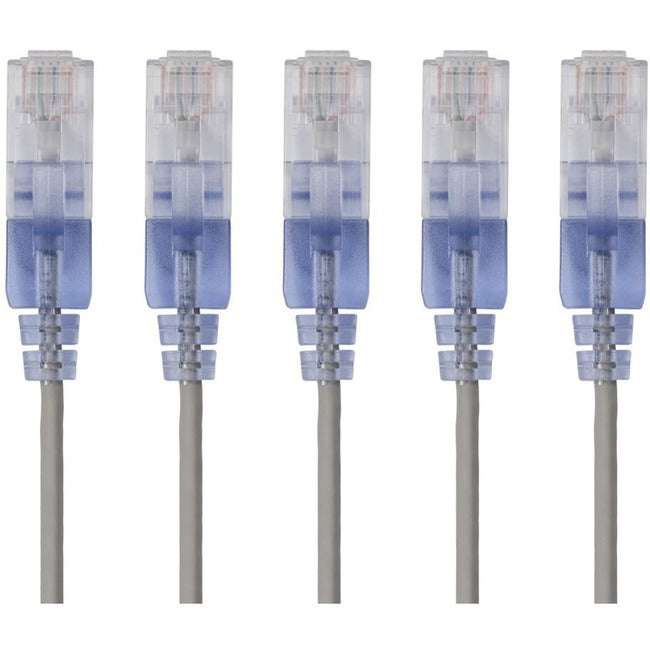 Slim Cat6A Cable - 5-Pack - 3Ft Gray