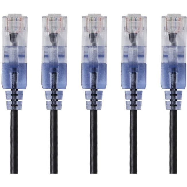Slim Cat6A Cable - 5-Pack - 7Ft Black