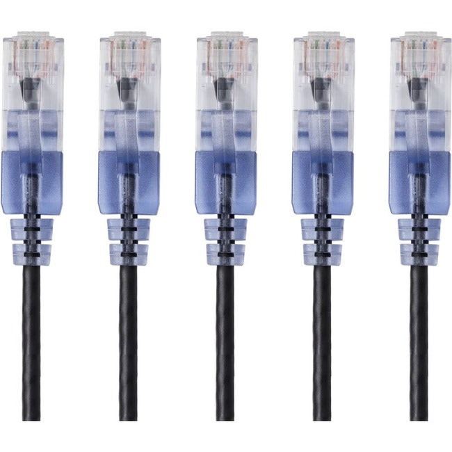 Slim Cat6A Patch Cable,5-Pack_10Ft Black