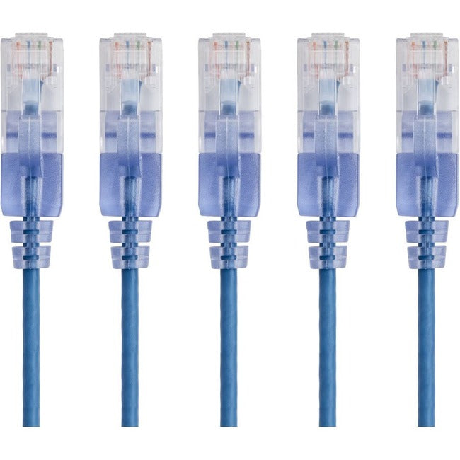 Slim Cat6A Patch Cable,5-Pack_14Ft Blue