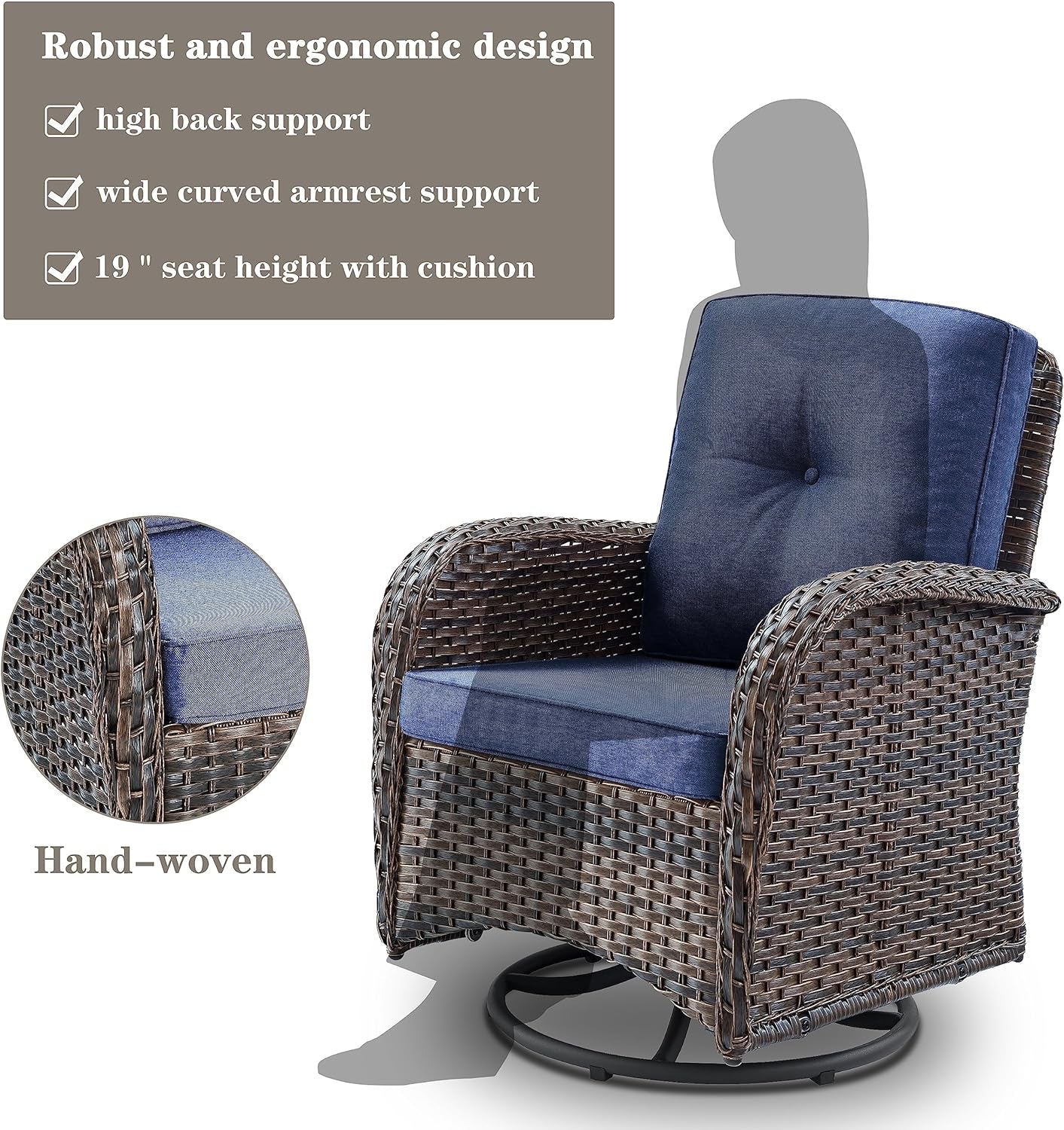 Small 5 Piece Outdoor Patio Conversation Set With Swivel Rockers