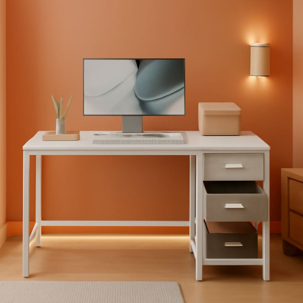 Small Computer Desk with Drawers for Home Office