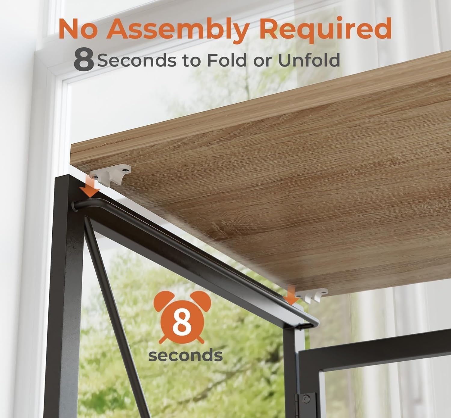 Small Folding Desk 31.5 Inch Beech Finish For Home Office