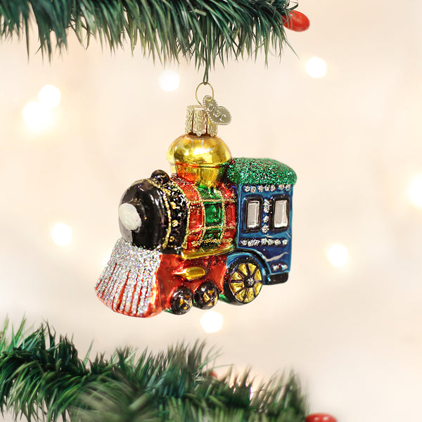 Small Locomotive Glass Ornament