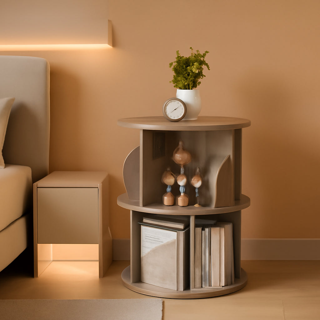 Small Rotating Bookshelf 2 Tier Revolving Display Shelf