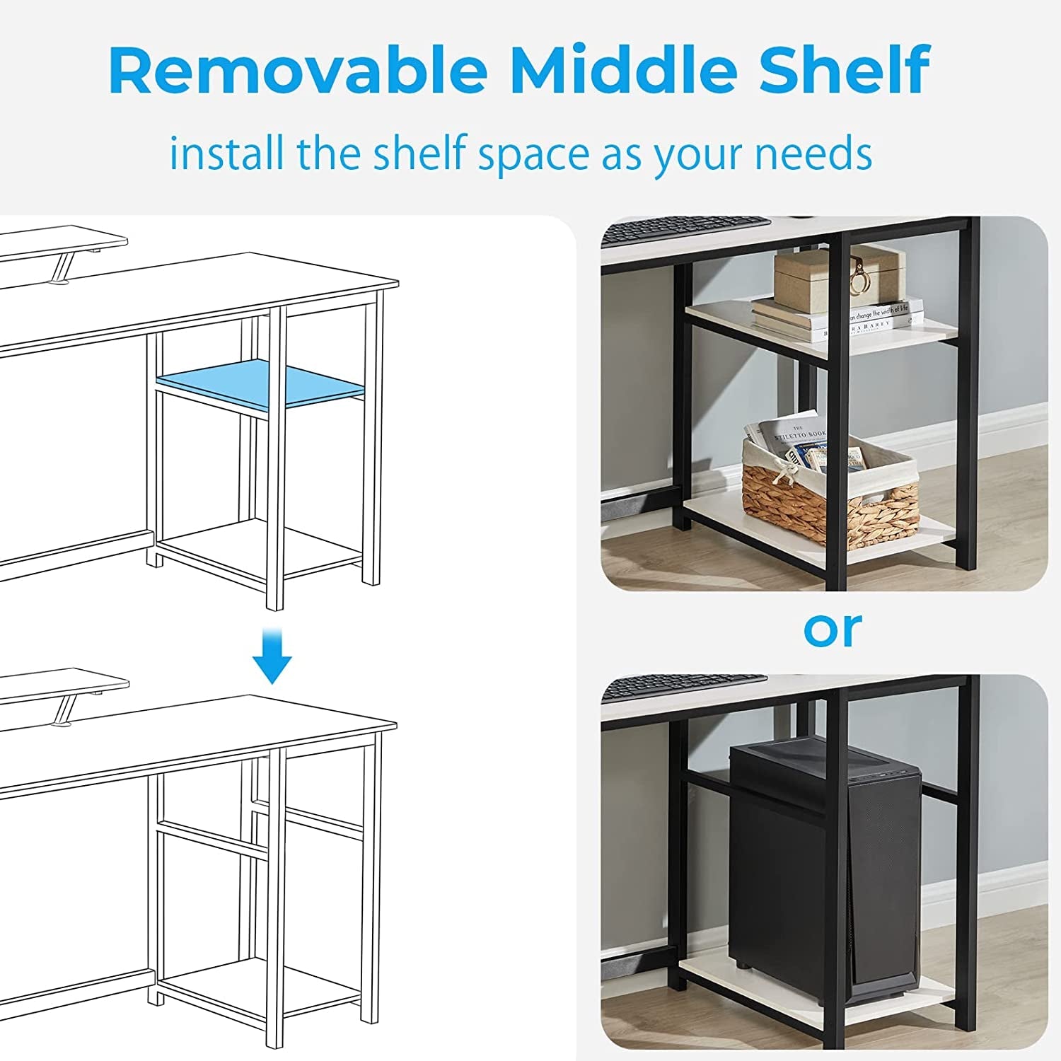 Small White Computer Desk With Monitor Stand And Storage