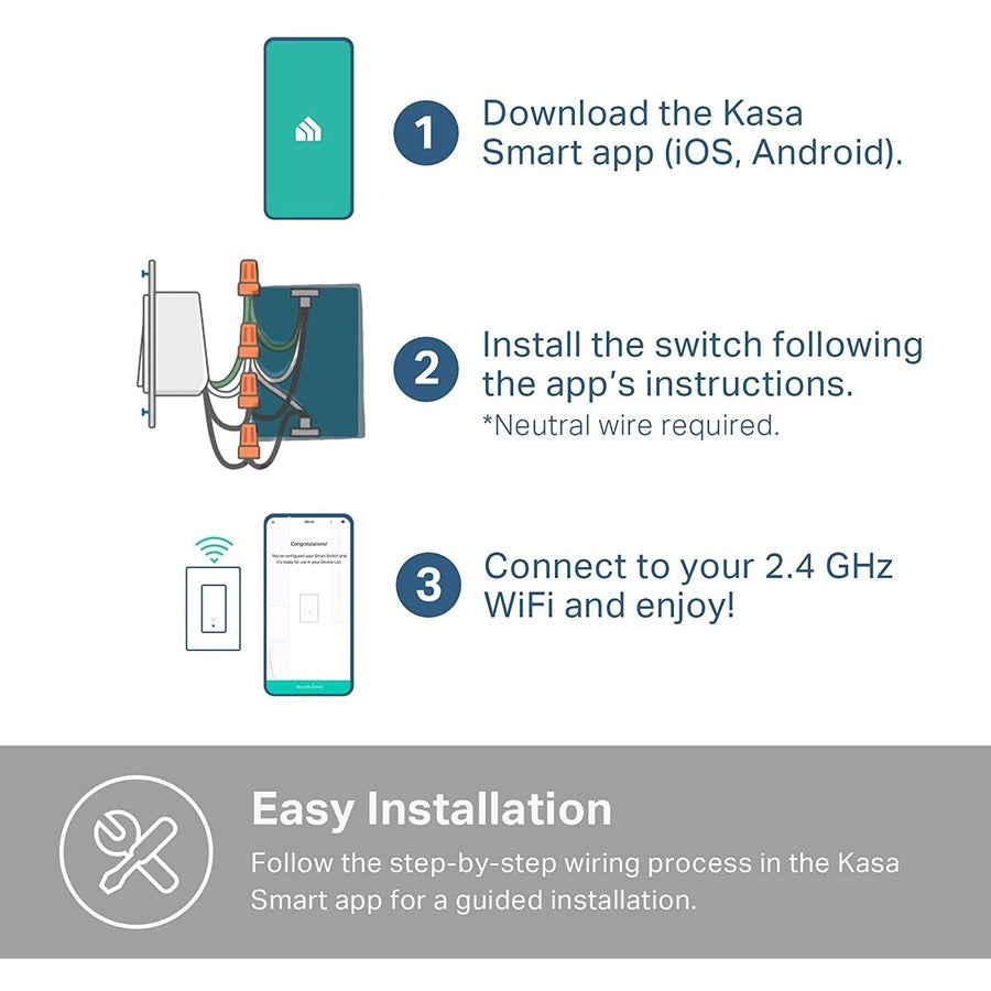 Smart Wi-Fi Light Switch - Kasa Remote Control Solution | TecSoft HS200
