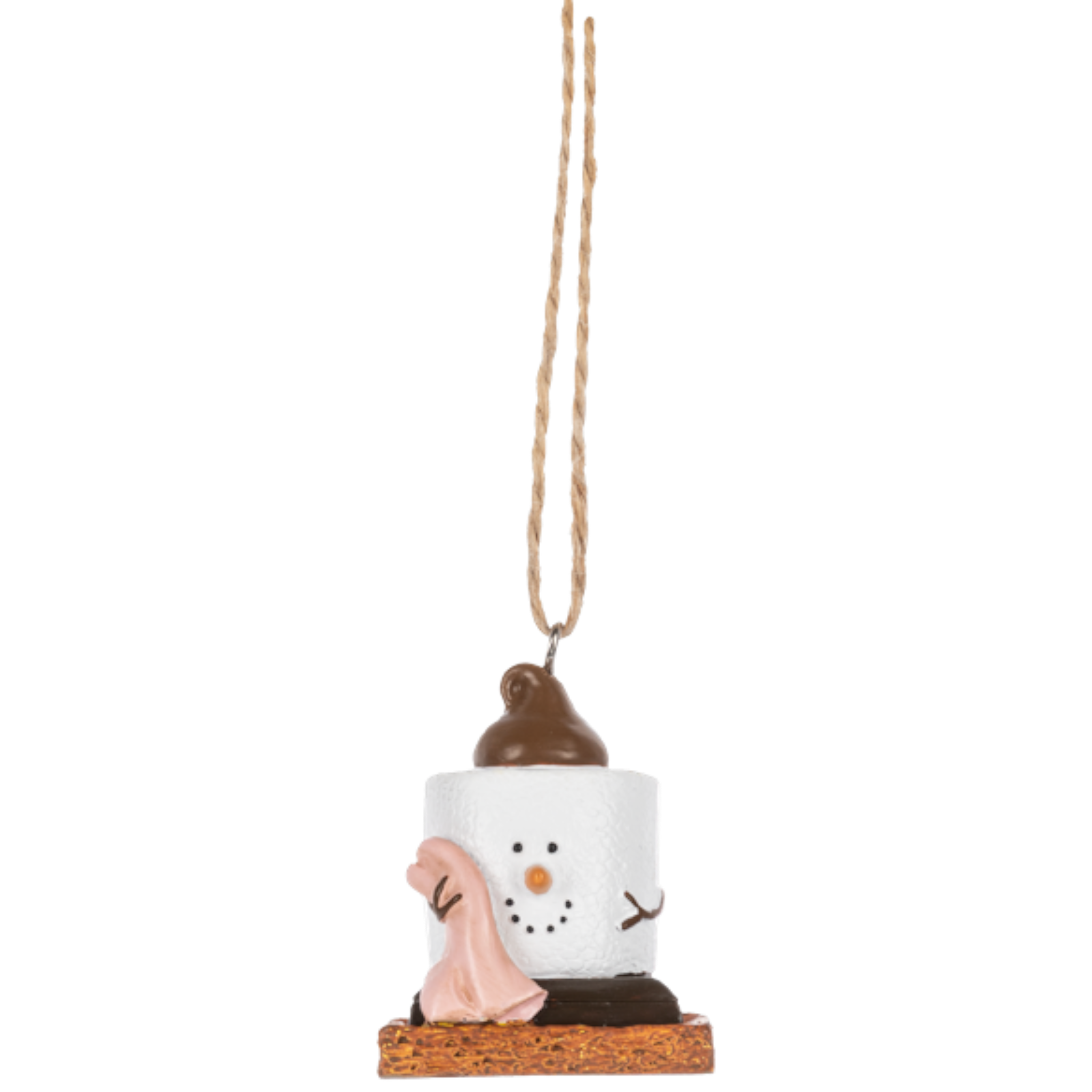 S'mores Baby in Pink: A Cozy Campfire Cherub Ornament
