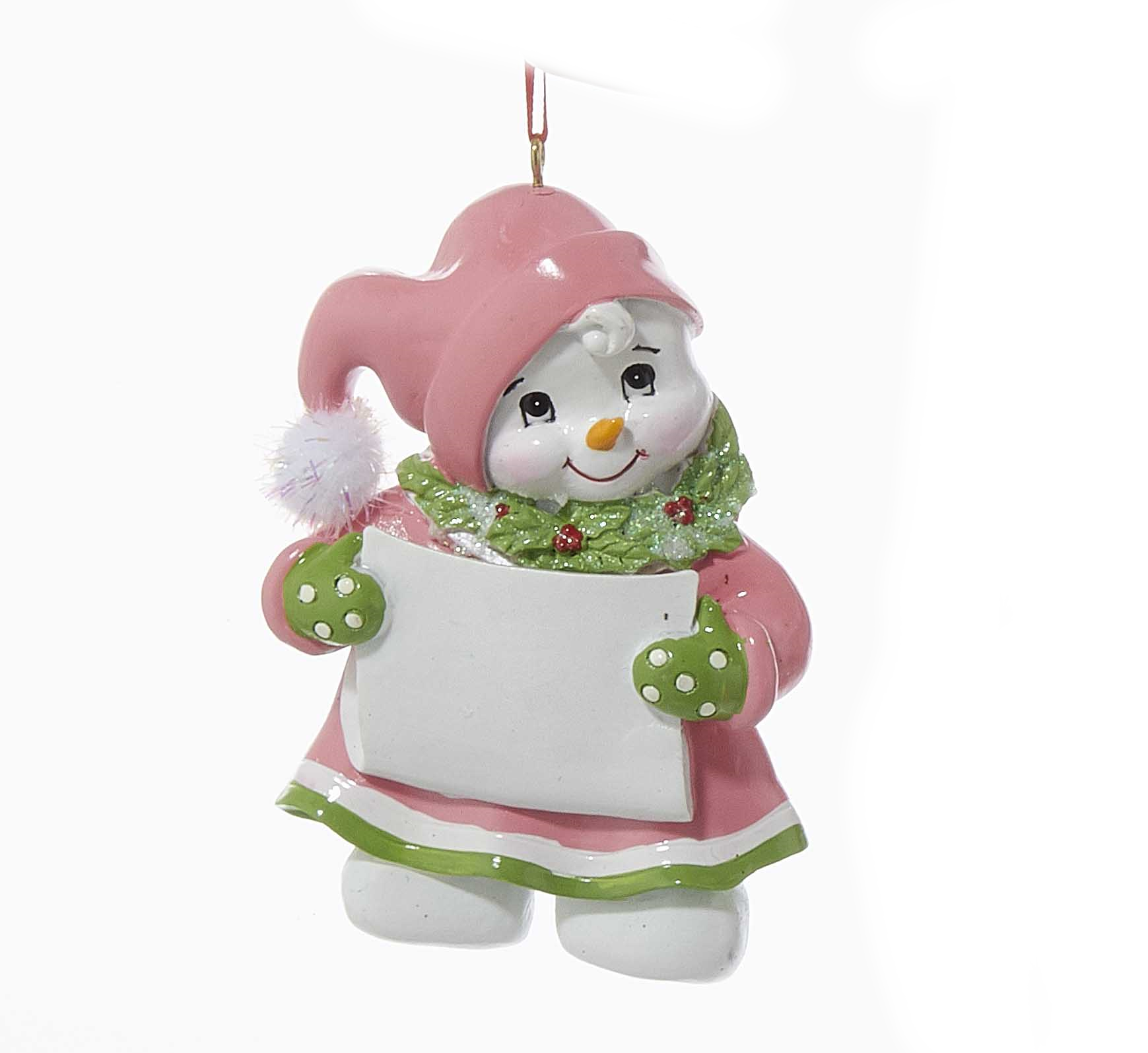 Snow Kid Ornament - Girl - Pink Hat