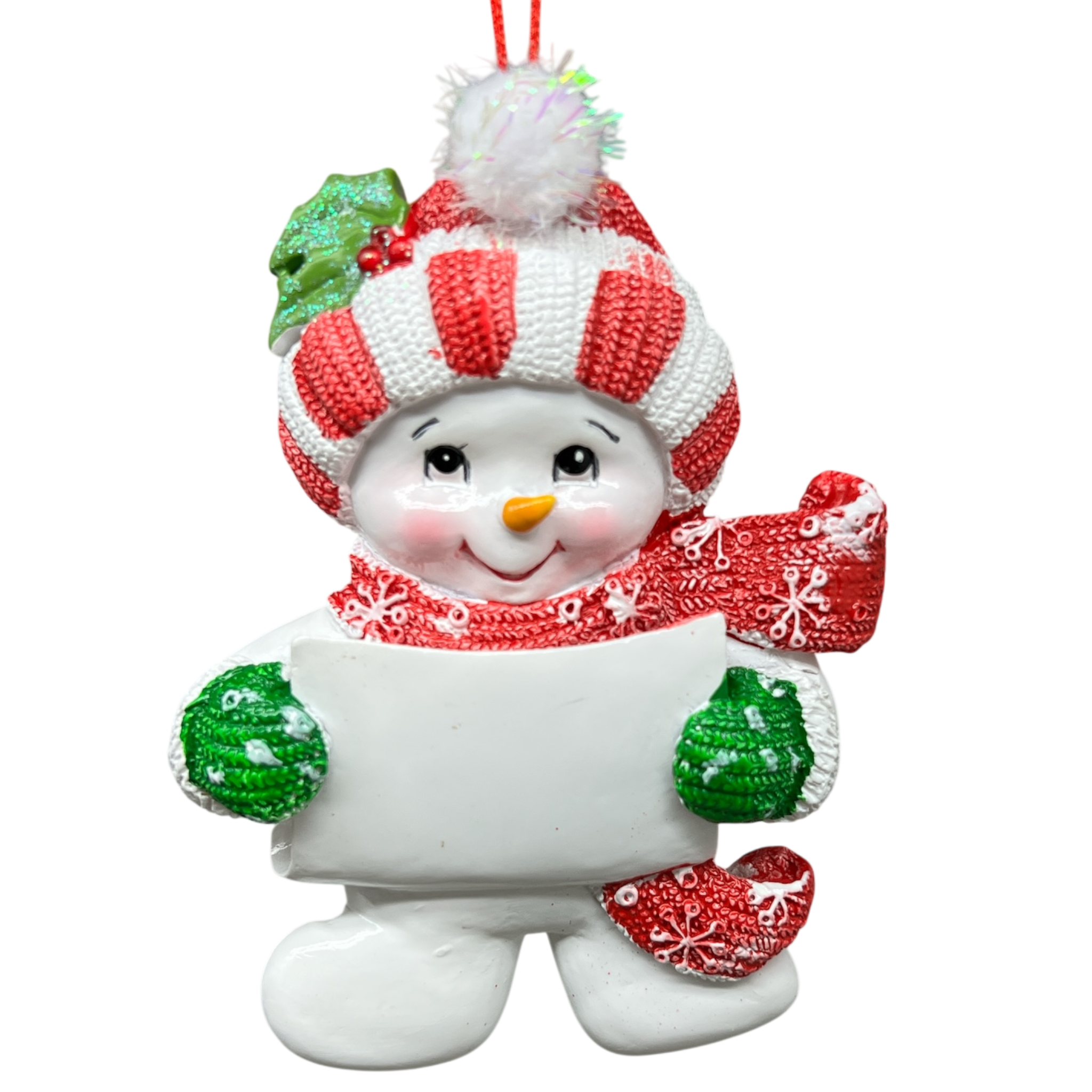 Snow Kid Ornament - Girl - Striped Hat