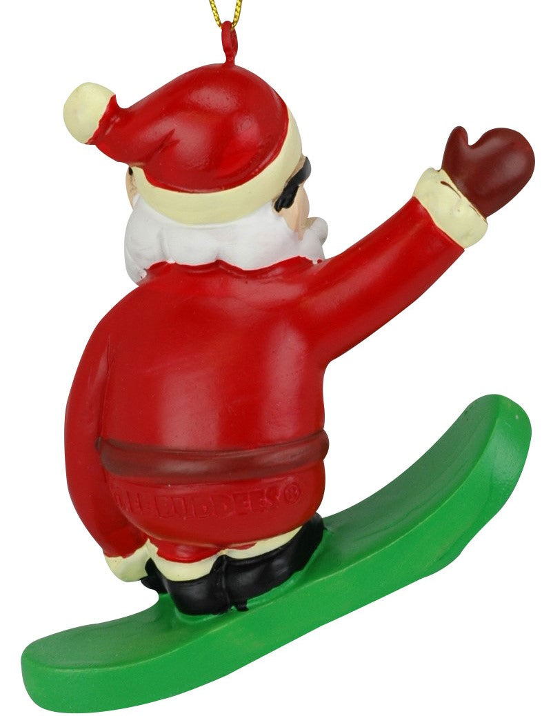Snowboarding Santa Ornament