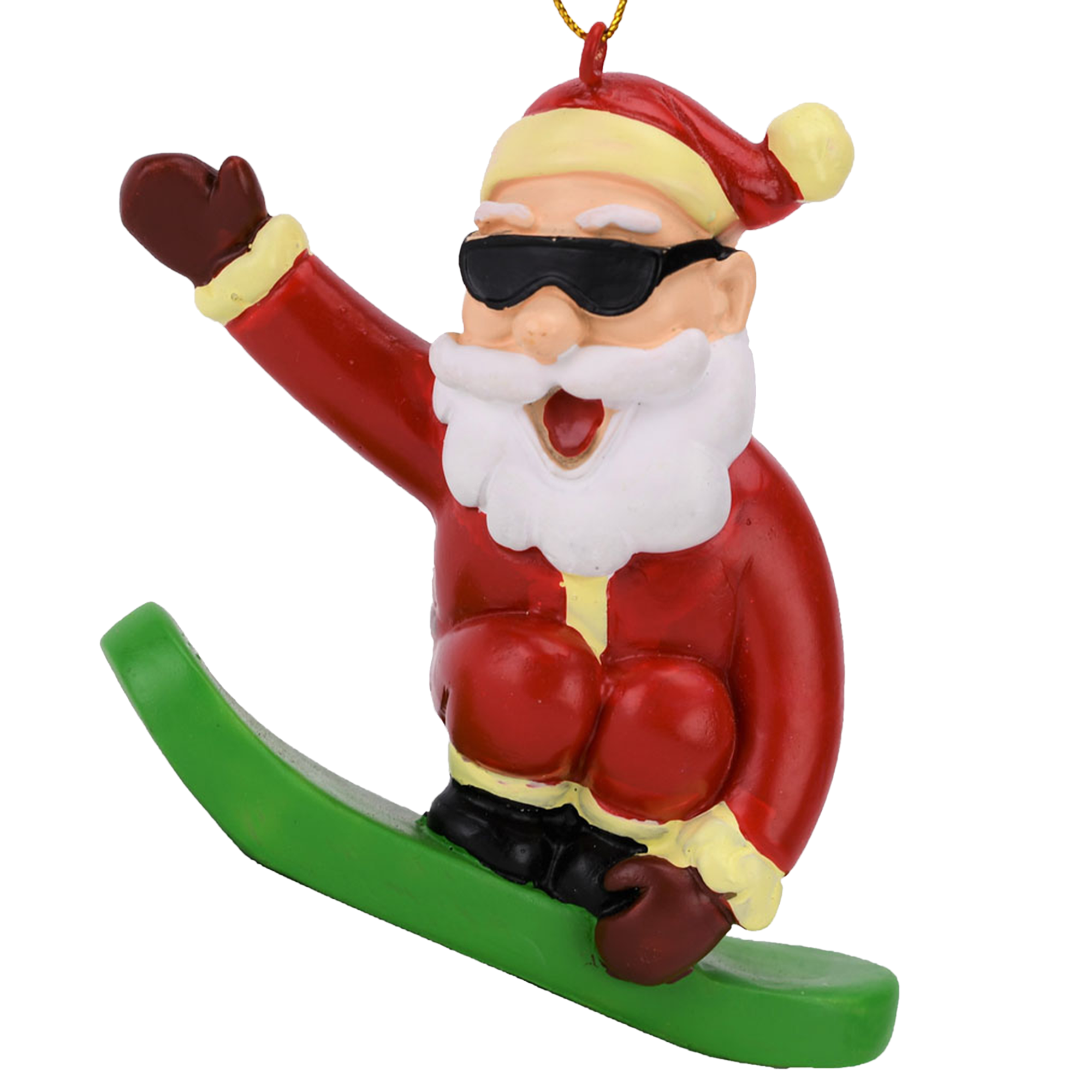 Snowboarding Santa Ornament