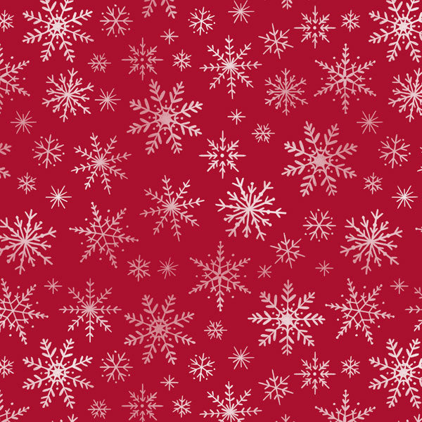 Snowflakes on Red Wrapping Paper