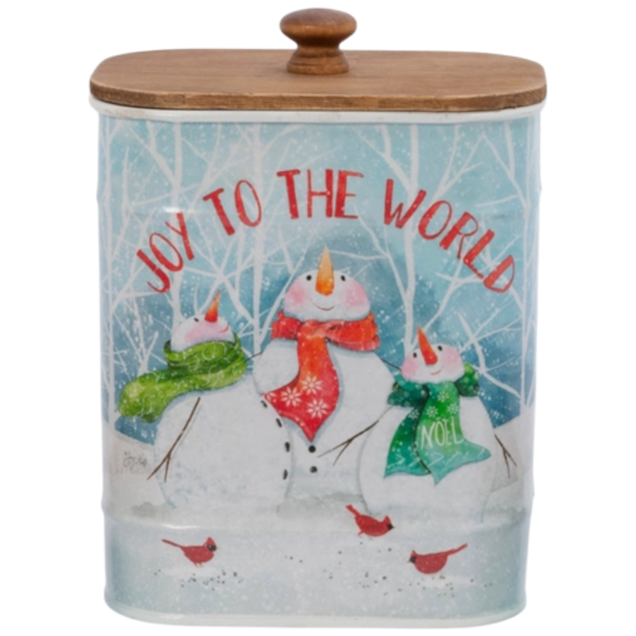 Snowman Canister with Wooden Lid -