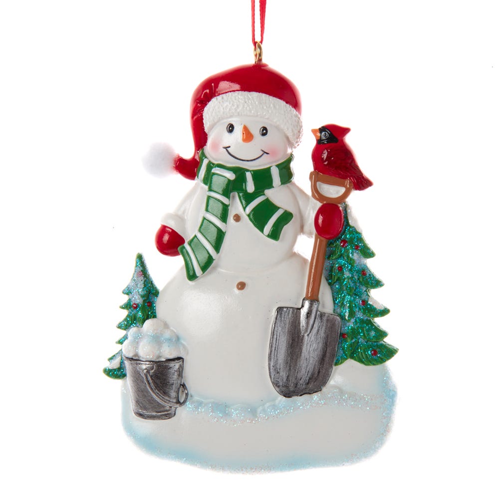 Snowman and Cardinal Ornament