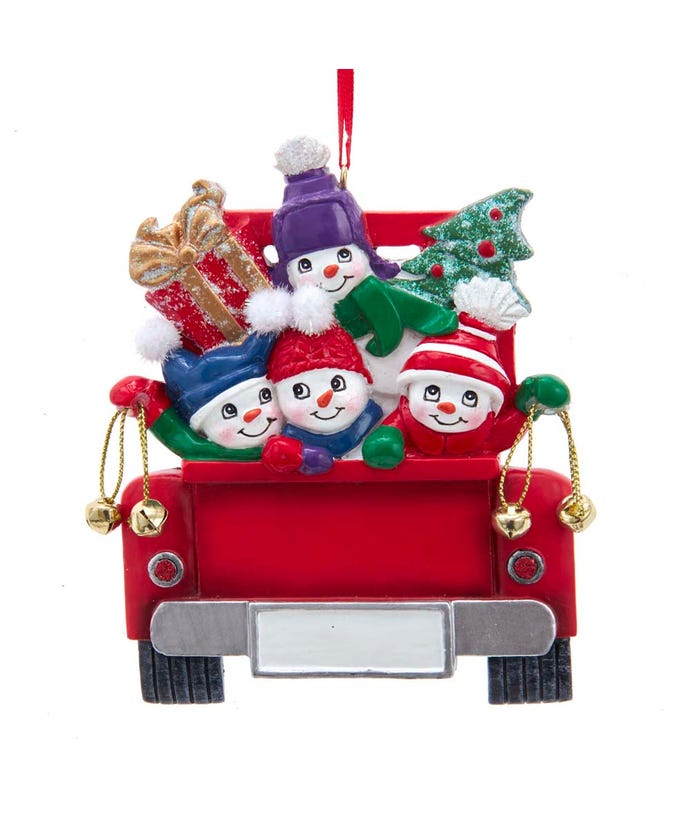 Snowman on Truck Ornament - Family of 2