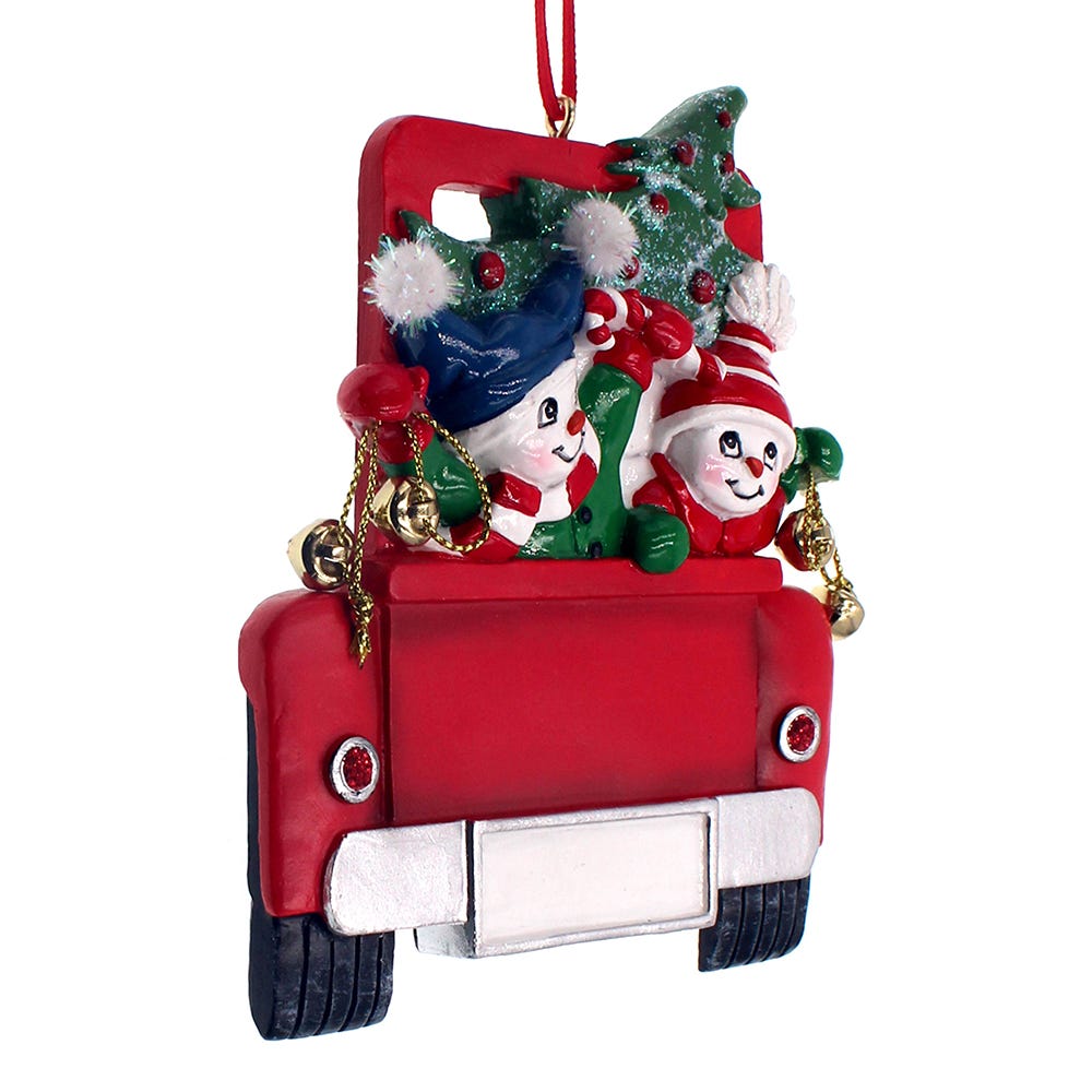 Snowman on Truck Ornament - Family of 2