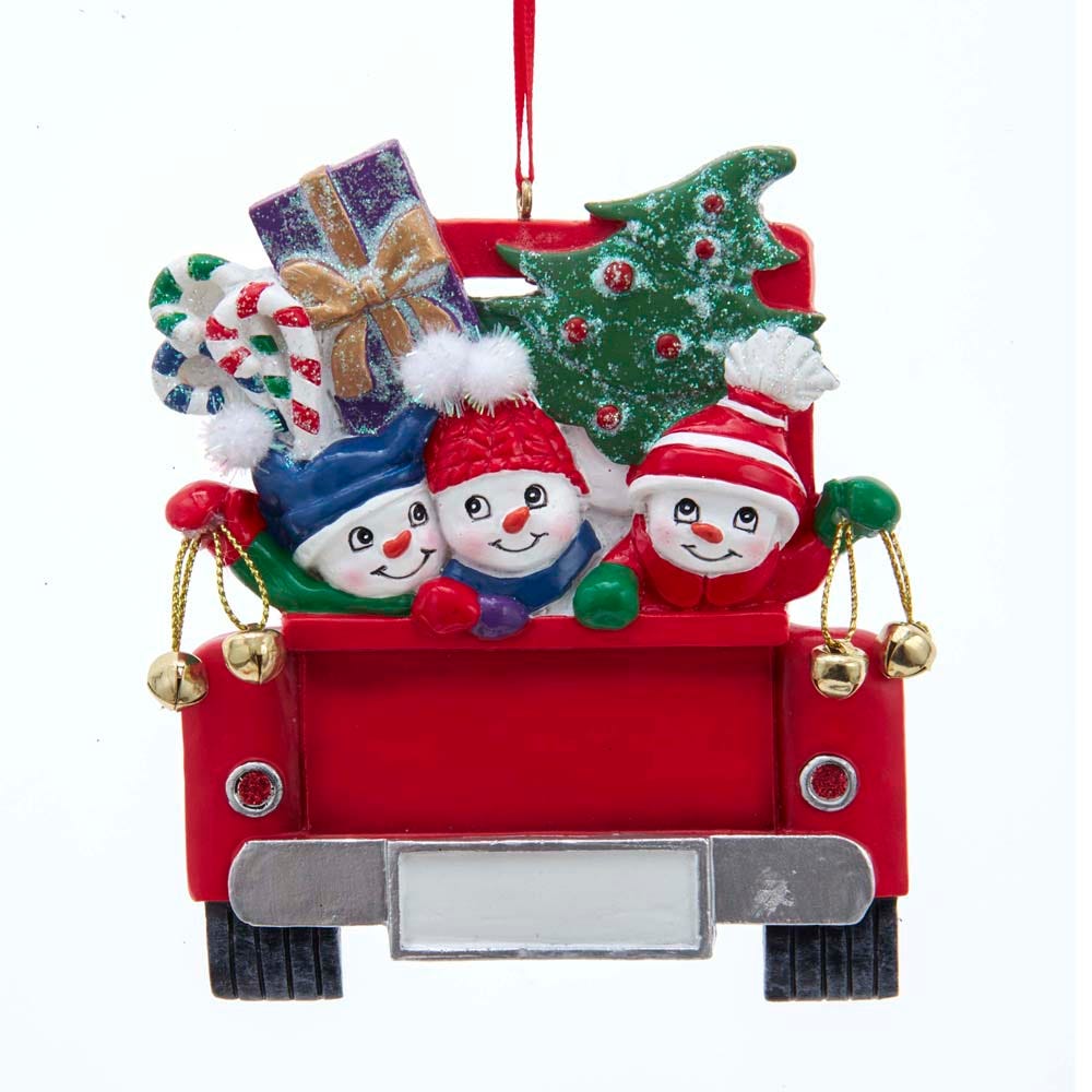 Snowman on Truck Ornament - Family of 2