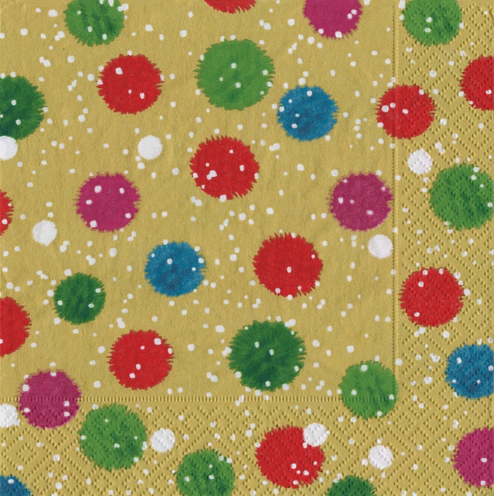 Snowy Pom Poms Gold Napkin Cocktail