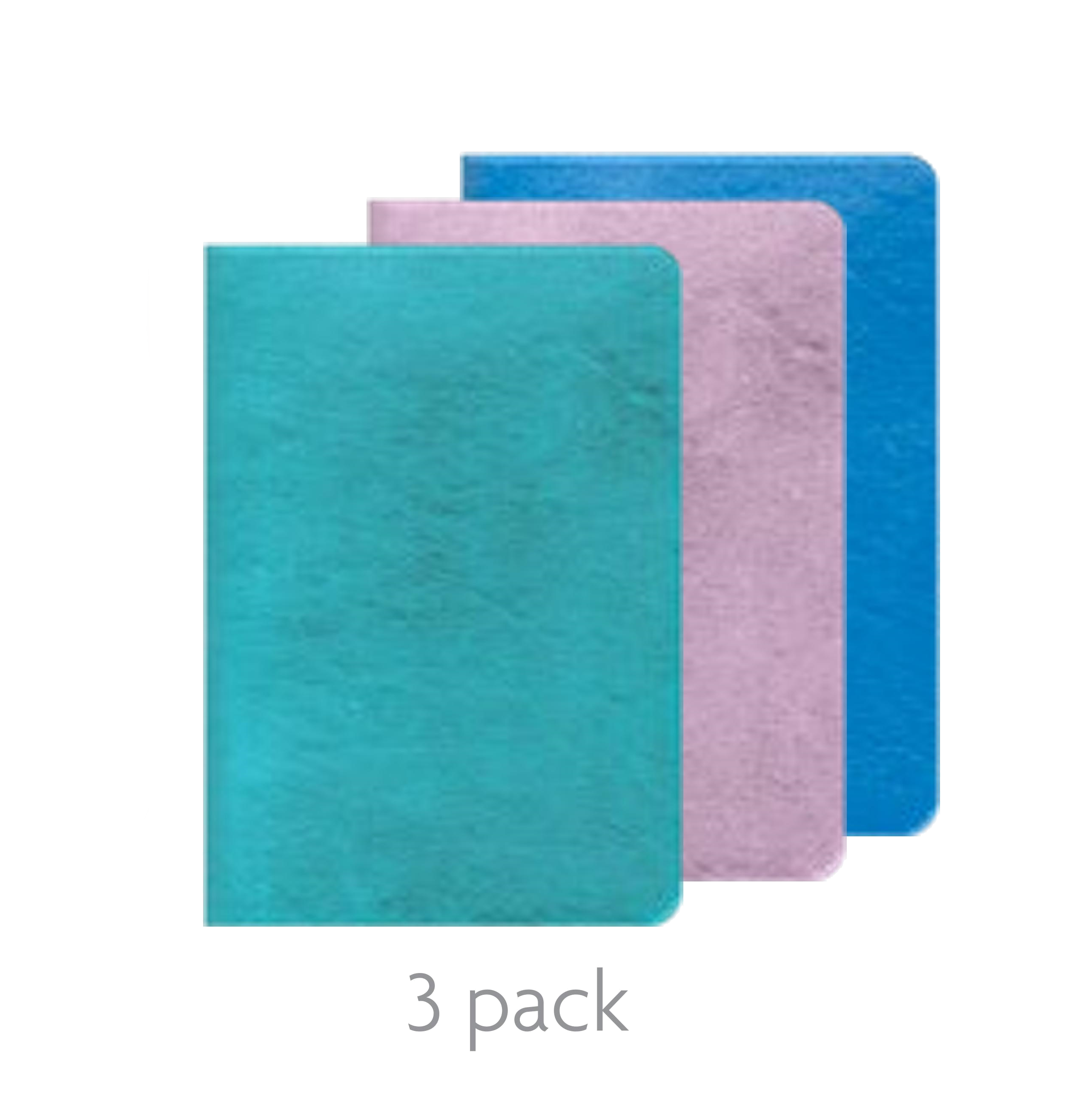 Soft Cover Notebook 3 Pack - Blue, Pink Blue