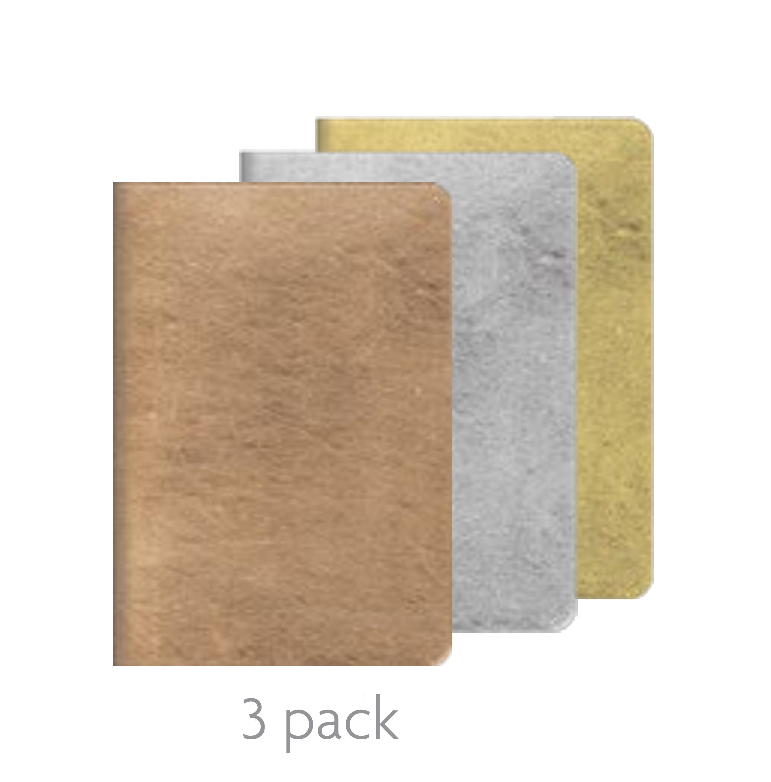Soft Cover Notebook 3 Pack - Silver and Gold