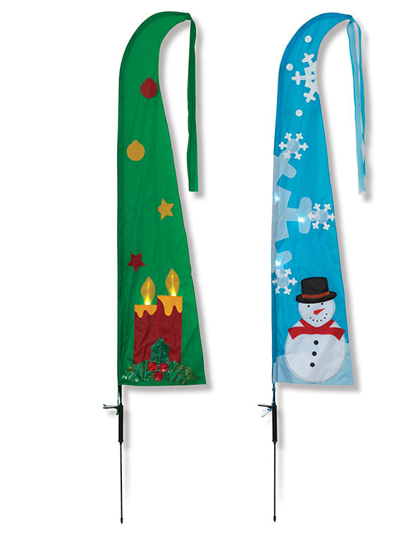 Solar Lit 80 inch Flapper Flag - Snowman