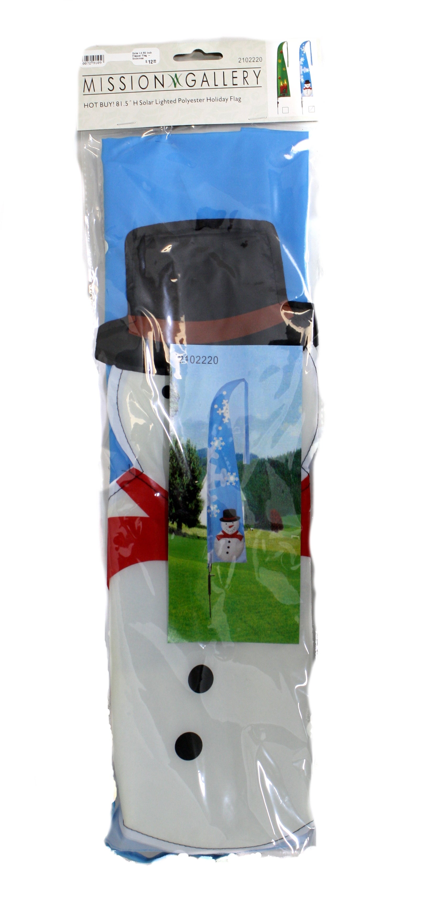 Solar Lit 80 inch Flapper Flag - Snowman