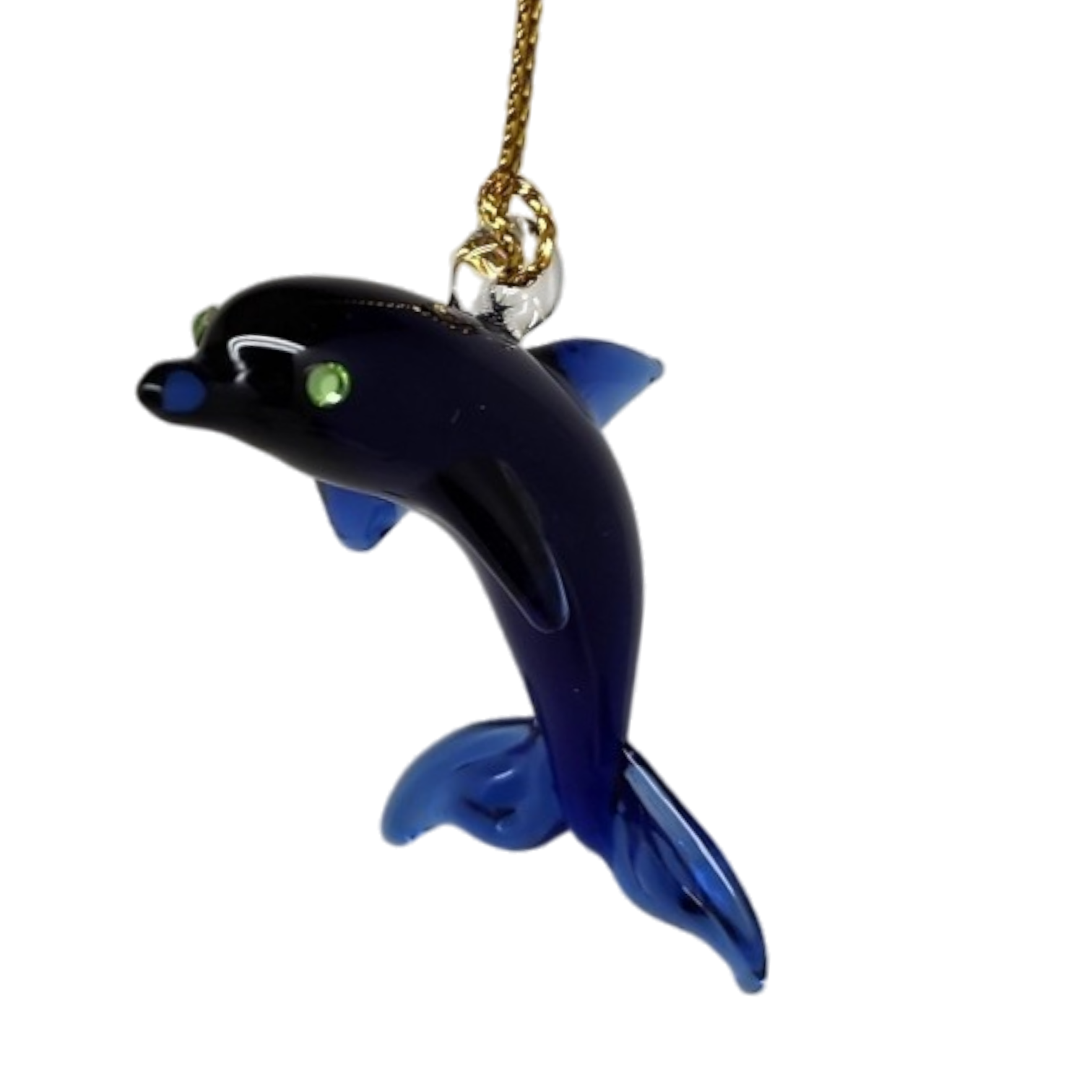 Solid Blown Glass Dolphin Ornament