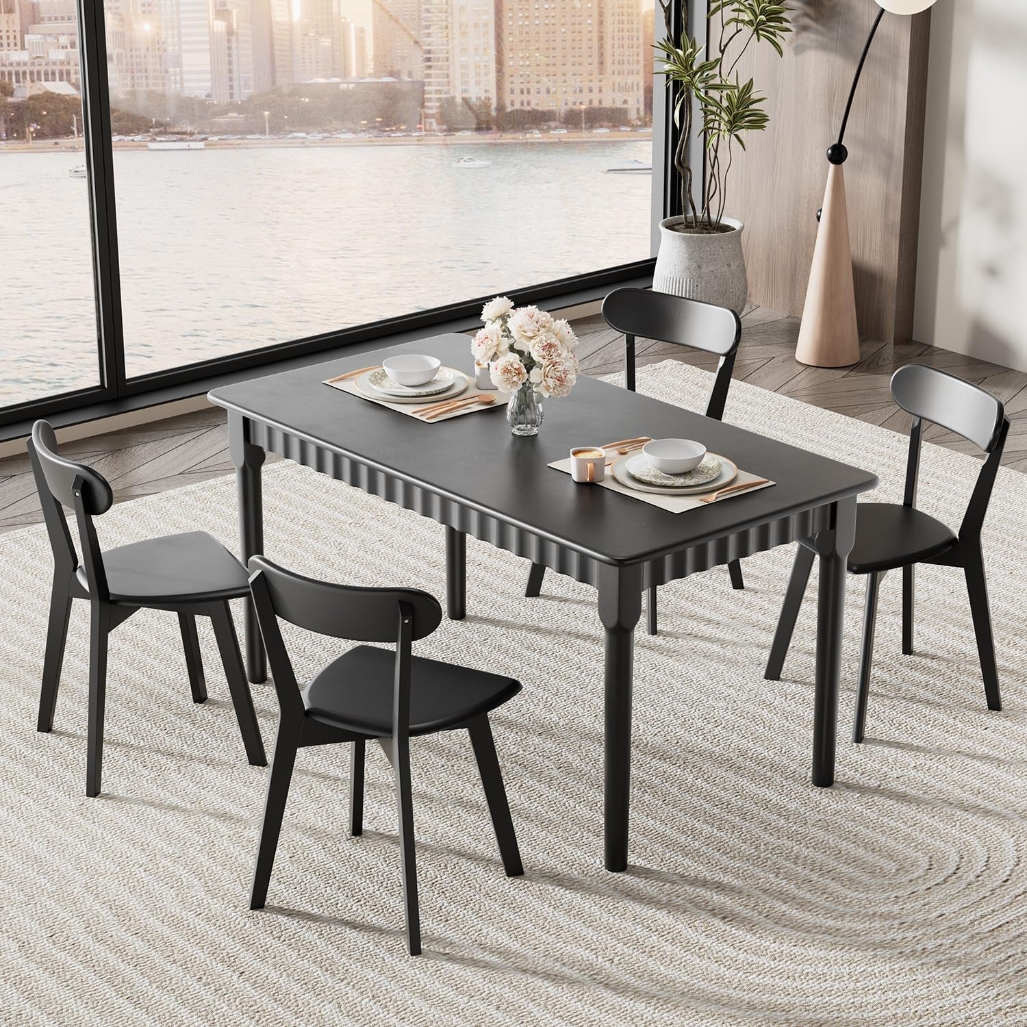 Solid Oak Dining Table For 4 Mid Century Farmhouse Style