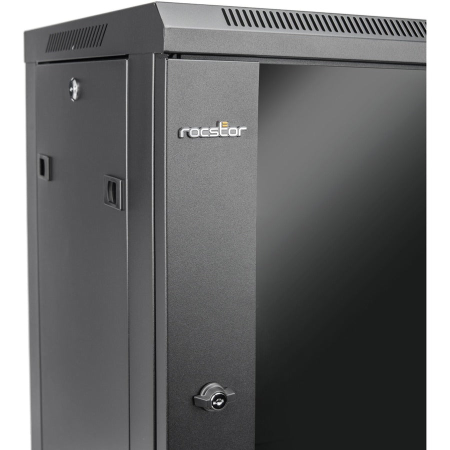 Solidrack 12U Rack Enclosure,Tempered Glass Window - Black