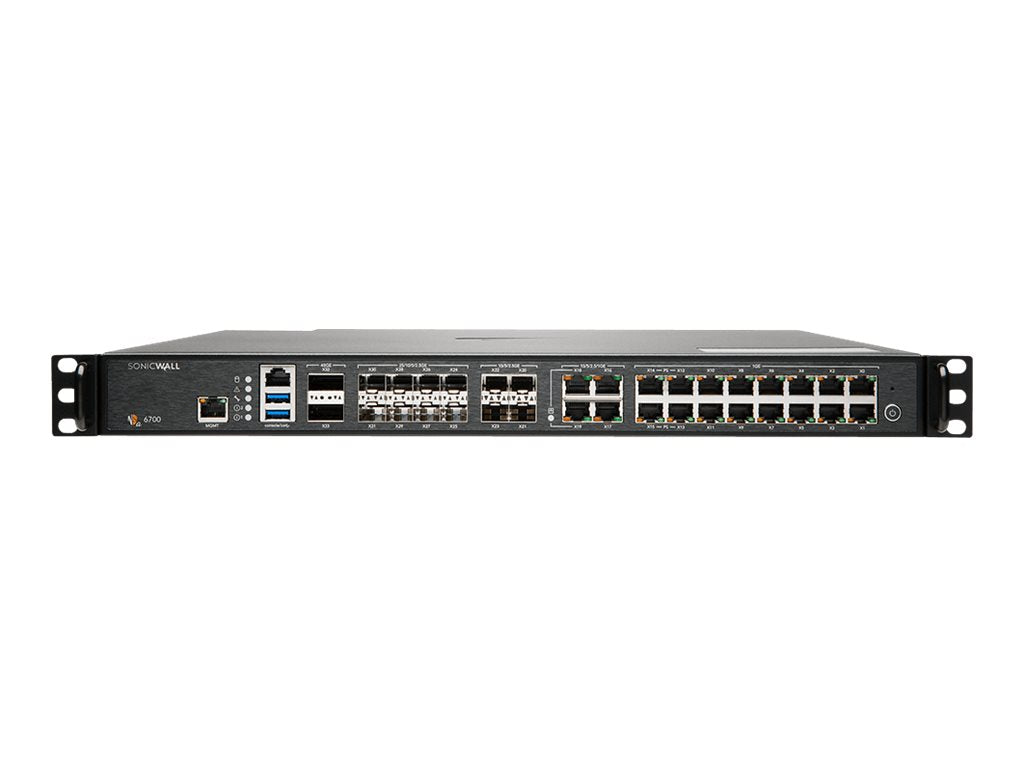 SonicWall NSa 6700 - Advanced Edition - security appliance - 10GbE, 40GbE, 5GbE, 2.5GbE, 25GbE - 1U - SonicWALL Secure Upgrade 02-SSC-9584