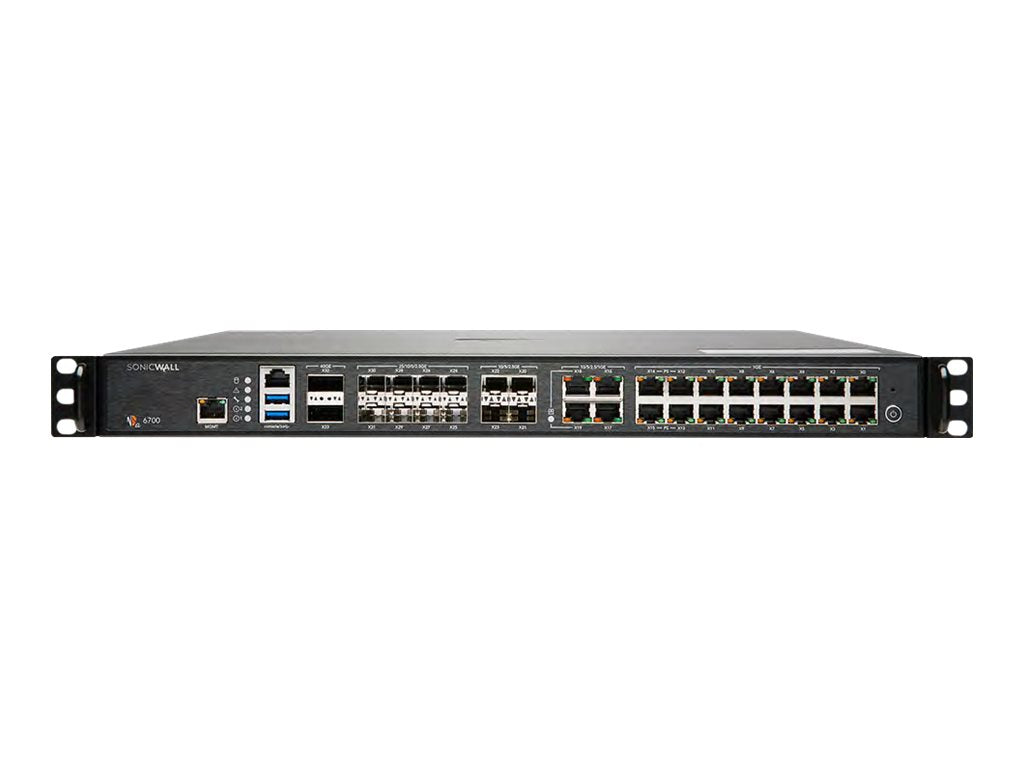 SonicWall NSa 6700 - Essential Edition - security appliance - with 5 years TotalSecure - 10GbE, 40GbE, 5GbE, 2.5GbE, 25GbE - 02-SSC-9602