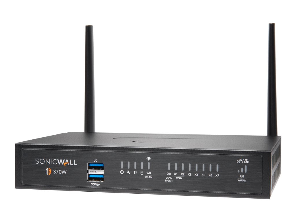 SonicWall TZ370W - Threat Edition - security appliance - 1GbE - Wi-Fi 5 - 2.4 GHz, 5 GHz - SonicWALL Secure Upgrade Plus Program 02-SSC-7301