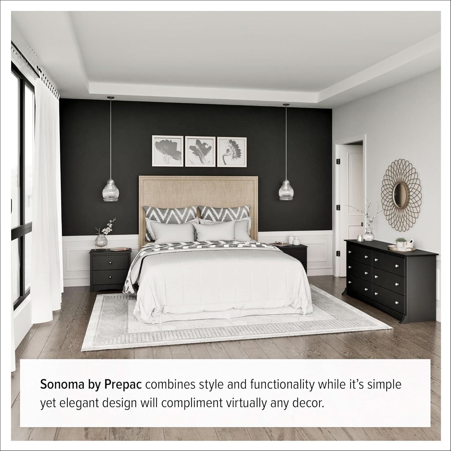 Sonoma 6 Drawer Dresser Black For Bedroom Organization