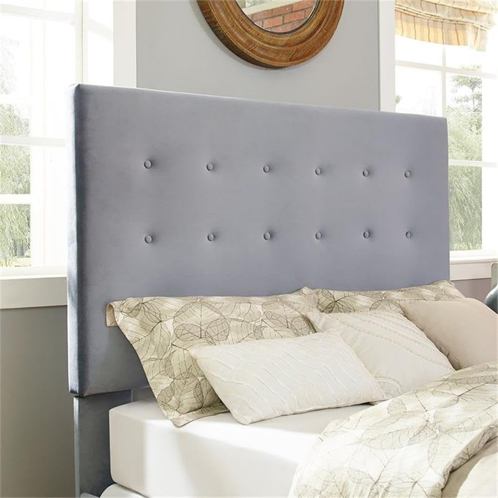 Sophisticated Upholstered King Headboard in Shale Microfiber