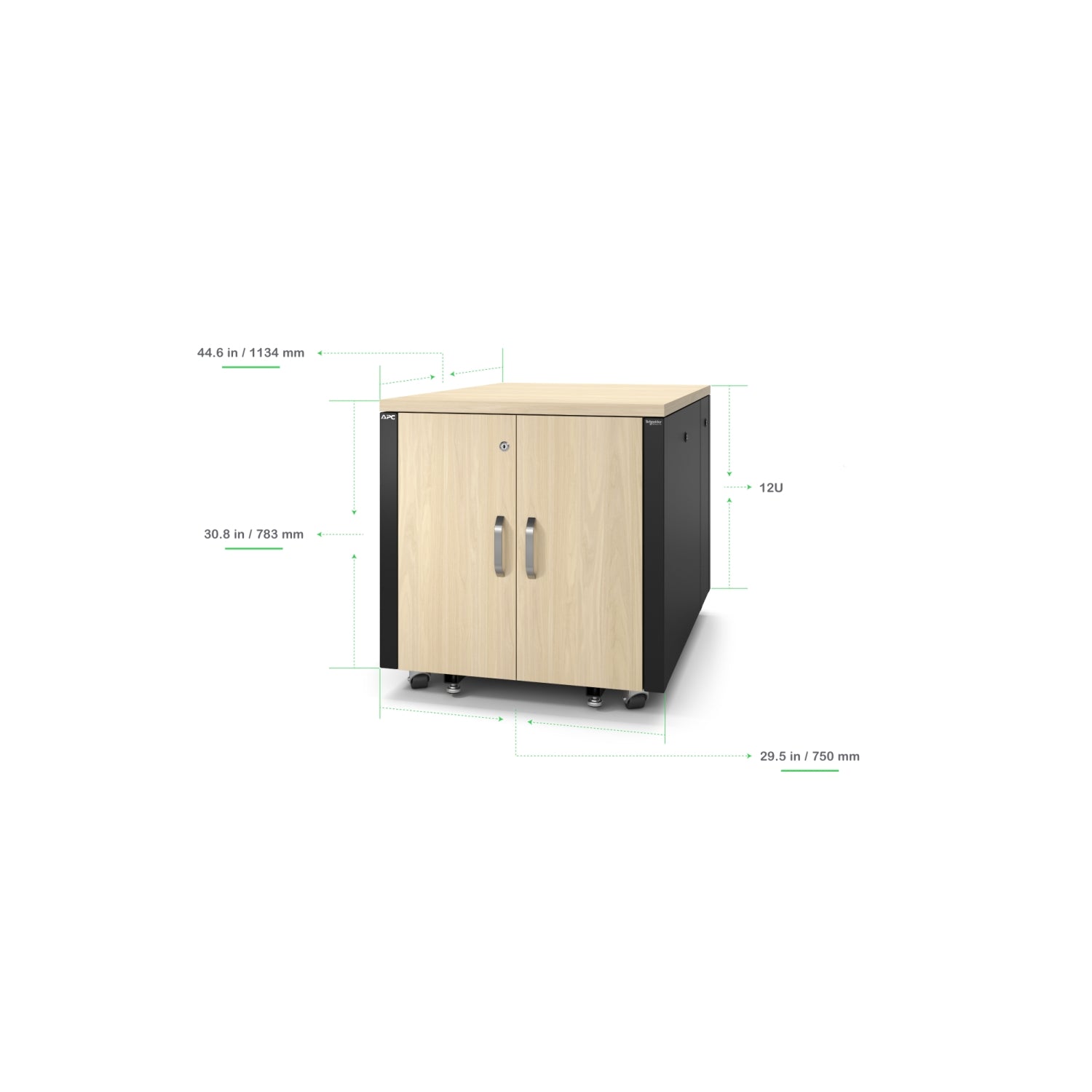 Soundproof Server Rack - APC NetShelter 12U Quiet Office Cabinet Maple | Tecisoft AR4012A
